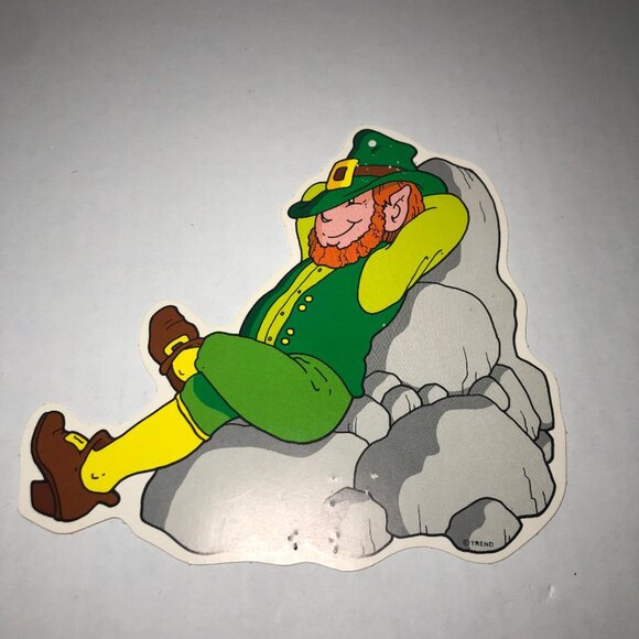 Vintage? Die Cut? St. Patrick's Day Decoration Leprechauns Rainbow Pot Of Gold - Picture 3 of 14